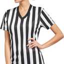 FitsT4 Sports Women's Official Black & White Stripe Referee Shirt Pro Uniform Jersey Short Sleeve Waitresses Costume Small
