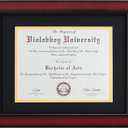 VIOLABBEY Diploma Frame 11x14 Degree&Document with Black Gold Double Mat or 15x18 Picture without Mat, Smooth Cherry Wood Grain Finish, Wall Mounted Display, Tempered Glass