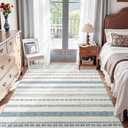 jinchan Moroccan Boho 5x7 Area Rugs for Bedroom - Machine Washable Soft Throw Rug Bohemian Ripple Design Non-Slip Carpet for Living Room Kitchen Dining Room Home Office (5x7',Blue)