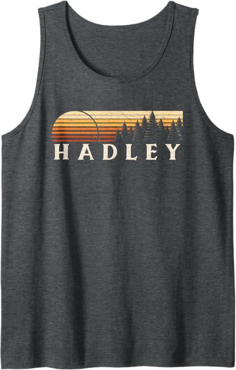 Hadley, MI Vintage Evergreen Sunset Eighties Retro Tank Top (Large,Dark Heather Grey)