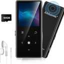 64GB MP3 Player with Bluetooth 5.2, AiMoonsa Music Player with Built-in HD Speaker, FM Radio, Voice Recorder, HiFi Sound, E-Book, Earphones Included