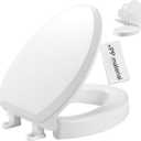 Angol Shiold 3 Inch Raised Toilet Seat, Elongated Toilet Seat Cover with Slow Close Lid, Non-Slip Stable Elevated Toilet Seat,White