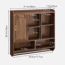 RUSTOWN Fluted Bathroom Wall Cabinet, Mid-Century Modern Medicine Cabinet with Adjustable Shelves & Towel Bar,3-Tier Wall Mounted Cabinets, Over The Toilet Storage Cabinets for Bathroom, Dark Walnut