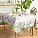 Horaldaily Spring Summer Tablecloth 60x140 Inch, Easter Watercolor Wild Flowers Tulip Lavender Blooming Floral Table Cover for Party Picnic Dinner Decor
