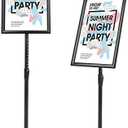 YIYO Adjustable Pedestal Poster Sign Stand,8.5 x 11 Advertising Business Menu Sign Holder for Floor Standing with Aluminum Snap-Open Reusable Frame,Black (8.5 x 11)