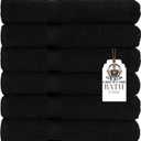 HERCULEAN Premium Bath Towels 24 x 48 Pack of 6 | Quick Dry and Highly Absorbent | 100% Cotton Terry Towels for Bathroom - Perfect for Shower - Pool and Spa - Luxury Soft Towels - Black