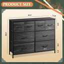 WLIVE Dresser for Bedroom with 8 Drawers, Wide Fabric Dresser for Storage and Organization, Bedroom Dressers, Chest of Drawers for Living Room, Closet, Hallway, Charcoal Black Wood Grain Print, 11.8"D x 39.4"W x 30.4"H