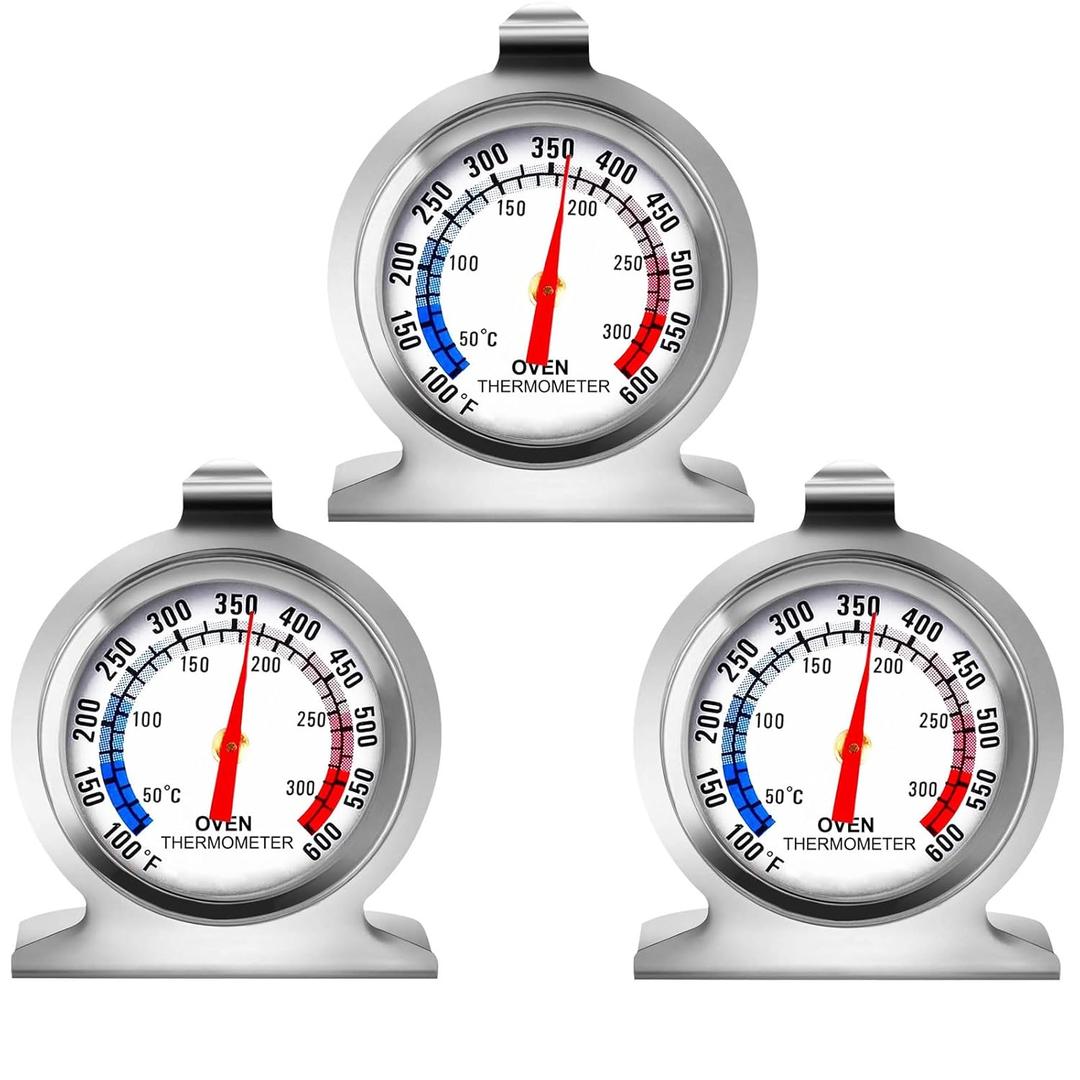 Oven Thermometer 50-300C/100-600F, Oven Grill Fry Chef Smoker Analog Thermometer Instant Read Stainless Steel Kitchen Cooking Thermometer (3Pack)