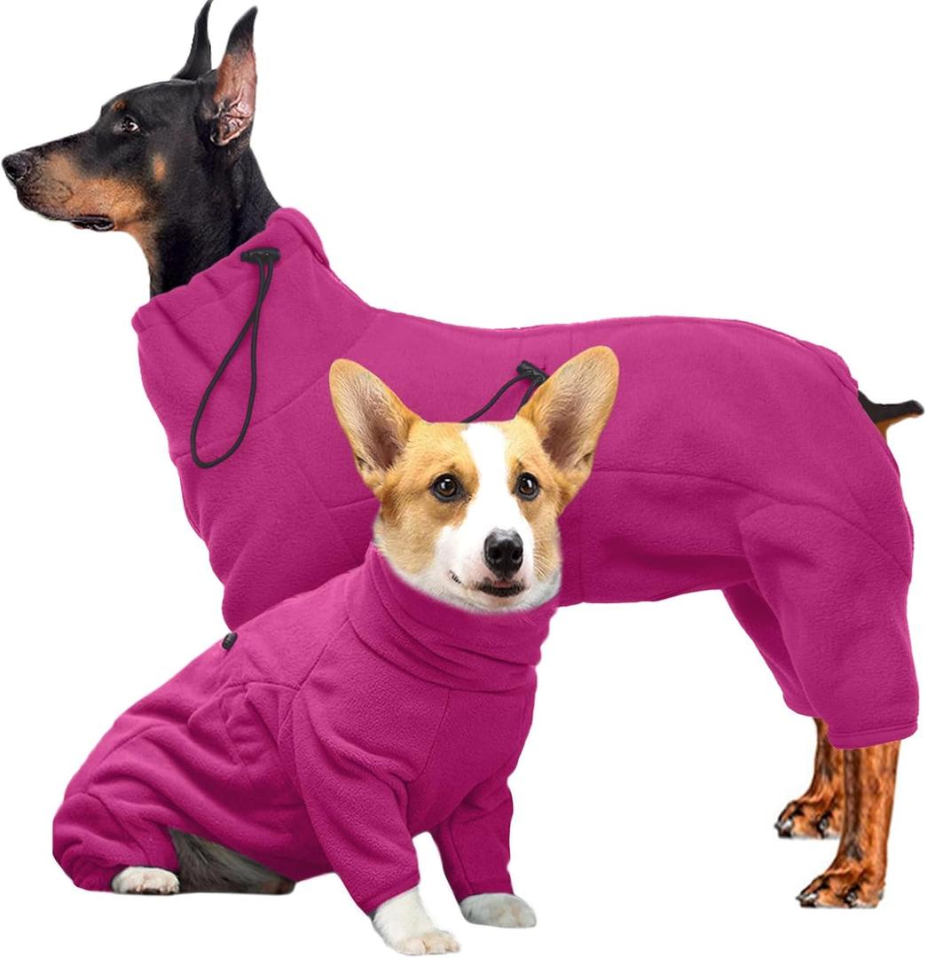 ROZKITCH Medium Dog Clothes, Pet Windproof Warm Cold Weather Jacket Vest Cozy Jumpsuit Apparel Outfit Clothes for Small Medium Large Dog Walking Hiking Sleep Pink M (M(Back Length:18"))