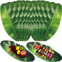 Tinlade 30 Pcs Banana Leaves Parchment Paper Leaf Tropical Artificial Banana Leaves for Cooking Charcuterie Board for Food Serving Hawaiian Party Decoration 22.8 x 9 Inch Centerpieces Placemat