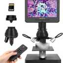 Andonstar AD246S-P HDMI Digital Microscope with 7'' Screen, 4000x 3 Lens 2160P UHD Video Record, Coin Microscope for Error Coins, Biological Microscope Kit for Adults and Kids, Prepred Slides