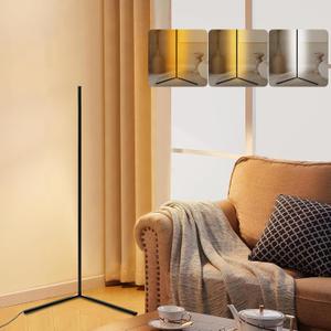 Corner Lamp 55”Black Floor Lamp Aesthetic Aluminum Alloy Easy Install Adjustable 3000K/4500K/6500K Led Corner Floor Lamp for Cozy Ambiance Perfect for Living Room Bedroom Gaming Room