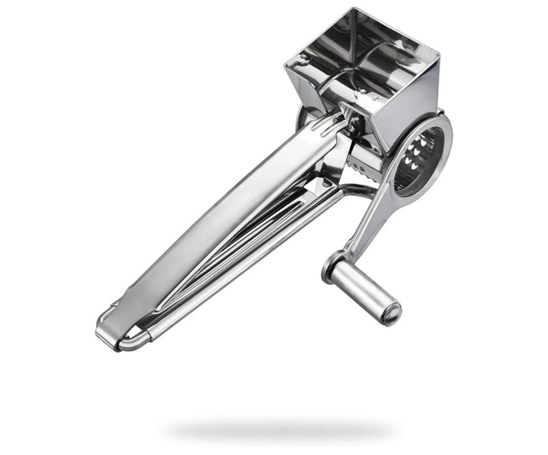 TONMA Multipurpose Rotary Cheese Grater with 1 Stainless Steel Handheld Drums for Parmesan, Mozzerella, Vegetables and More, Ergonomic Design