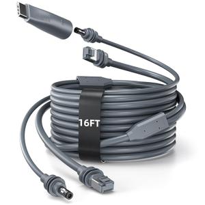 for Starlink Mini Ethernet Cable with Power Cord, 3 in 1 - RJ45 to RJ45 / DC to DC/DC to C, Replacement Waterproof Extension for Starlink Mini Cable Accessories (16.5FT/5M)