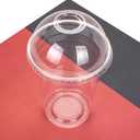 Golden Apple Cup series, 16oz Clear Plastic cups with Dome lids with hole  Set of 50 BPA free