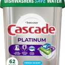 Cascade Platinum Dishwasher Pods, Dishwasher Detergent, Actionpacs, Fresh, 62 Count