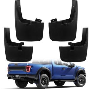 4PCS Mud Flaps Splash Guards Compatible with 2015-2020 Ford F-150 with Factory Fender Flares, Front and Rear, Black