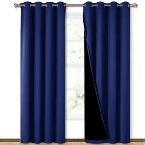 NICETOWN 100% Blackout Curtain Set, Thermal Insulated & Energy Efficiency Window Draperies for Guest Room, Full Shading Panels for Shift Worker and Light Sleepers, Royal Blue, 52W x 84L, 2 PCs