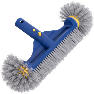 POOLAZA Pool Brush with Round Ends, 12.5'' Pool Brush Head for Inground Pools/Above Ground Pools, Spa, Hot Tub, High-Efficiency Pool Scrub Brush fit Standard Pool Pole