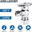 (4 Pack) BH Angle Stop Valve 1/2" Nominal Comp x 3/8" OD Comp, Quarter Turn Angle Stop Valve, Chrome Plated Brass, for Bathroom Toilet Kitchen Shower Plumbing