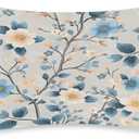 Satin Pillowcase Flower Blue Satin Pillow case for Hair and Skin 20 x 30 Inches Smooth Pillow Covers Pillow Cover with Envelope Closure (Queen)