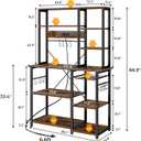 SUPERJARE Large Bakers Rack with Power Outlets, 6-Tier Microwave Stand, Coffee Bar with 12 S-Shaped Hooks, Kitchen Shelf with Wire Basket, 39.4 x 14.6 x 66.9 Inches, Rustic Brown
