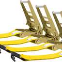 SALUINOKI 5 Pack 4 inch Ratchet Flat Hook Heavy Duty Yellow x12 inch(No Strap), Compatible with 4 inch Winch Straps for Flatbed Trailer