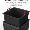 Mueller M-Resin Heavy Duty Tall Planters for Outdoor Plants, Indoor Grande Plant Pots, Boxes, Trees, Flower Pots, 2-Piece Set, 24, Modern Design, Built-in Drainage, Front Porch Decor, Dark Gray