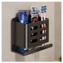 Black Wall-Mounted Toothbrush Holder, Aluminum Material Shower Shaver Storage Rack, No Drilling Required, Removable Toothpaste Storage Rack