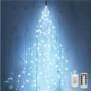 Waterproof Decoration Waterfall Vine String Lights,10 Strands 200 LEDs Hanging Twinkle Fairy Lights Battery Operated Silver Wire Branch lights with Remote Timer for Garden Outdoor Christmas (Cool White)