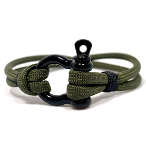 Mens Rope Bracelet - Stainless Steel Black Shackle, Extremely Durable and Scratch Resistant Waterproof Paracord, Handmade, Nautical Wristband for Men