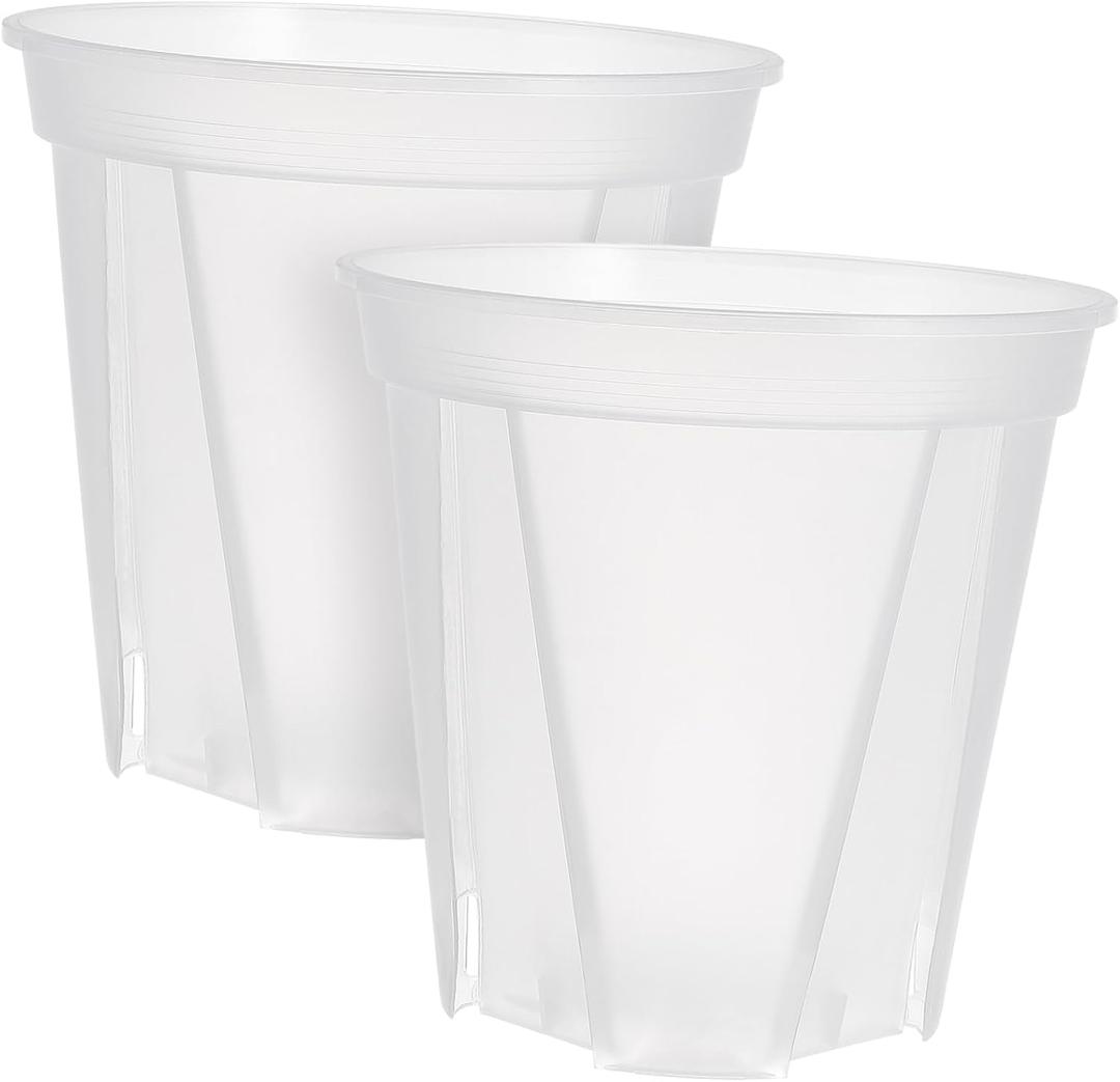 2Pcs Plant Pots with Drainage Holes Transparent Nursery Pots for Plants Succulents and Herbs for Home Office and Outer