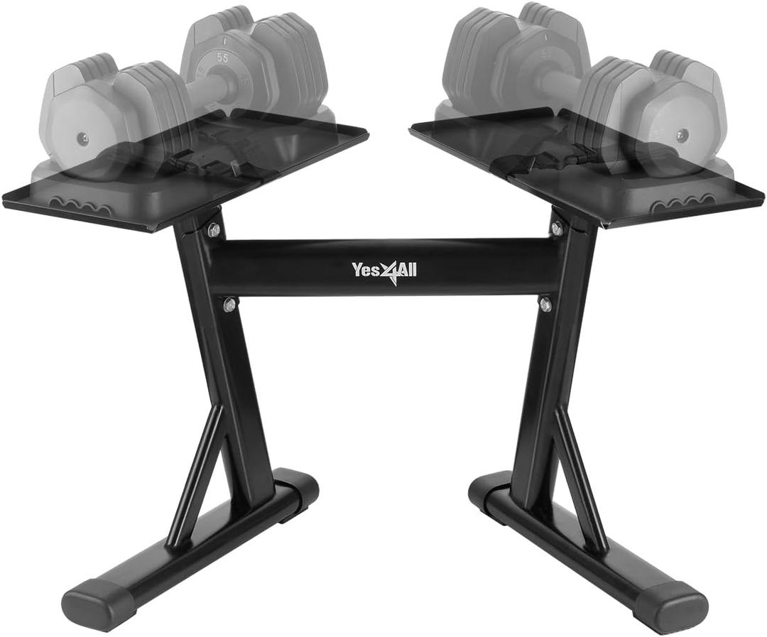Yes4All Adjustable Dumbbell Stand - 160 Pound Capacity, Spotter Rack & Weight Rack with Strap, Easy Storage & Safety (A. Adjustable Dumbbell Stand)