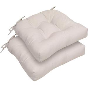 RACE LEAF Chair Cushions 19" x 19" Patio Chair Seat Pads, Set of 2 Thick Fill Tufted Square Patio Cushions, Water-Resistant with Ties for Non-Slip Support, Beige