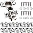 20 Pack Soft Close Cabinet Door Hinges for 1/2 Inch Overlay Cupboard, 105 Degree Opening Angel, Stainless Concealed Kitchen Cabinet Hinges with Mounting Screws, Manual and Door Bumpers
