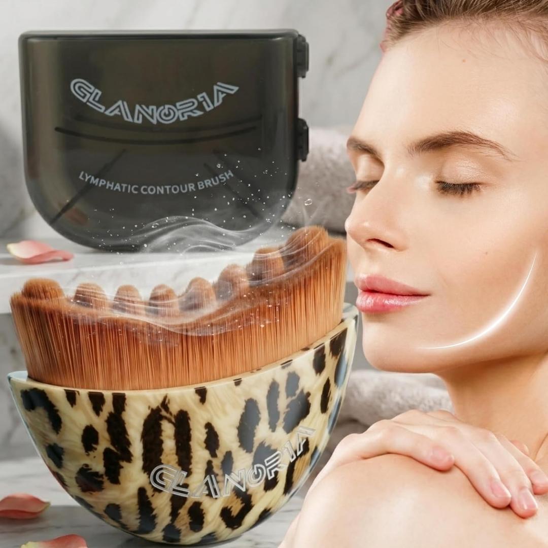 2 x 3 in 1 Lymphatic Contour Face Brush Face Brush for Lymphatic Drainage with Soft Bristles & Plastic Handle, 2 Gua Sha Tools for Facial Sculpting, Jawline, Double Chin & Depuffing