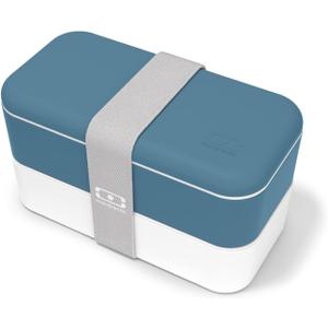 monbento - Bento Box Adult MB Original blue Denim - 2 Leakproof Compartments - Stackable Lunch Box Perfect for Work/Picnic/Sports - BPA Free Food Containers - Microwave & Dishwasher Safe - Blue (34 Floz)