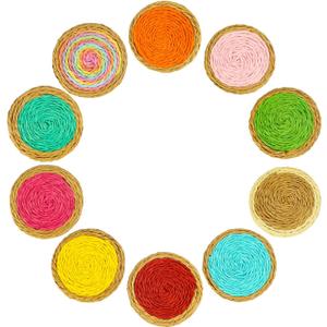 10Pcs Cute Boho Fridge Magnet-Handwoven Raffia Refrigerator Decorative Magnets for Office Kitchen Whiteboard Locker(10 Colors)