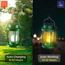 Solar Lantern Outdoor & Indoor Use – Hanging Solar Lights with Realistic Flickering Flameless Candle, Weatherproof for Gardens, Patios, Trees, and Lawns (Green, 2 Pack)
