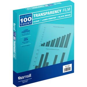 Samsill 100 Pack Transparent Printer Sheets, Projector Film, Clear Transparency Film for Laser Jet Printers, 8.5 x 11 Inch Sheets - Black Image Only,