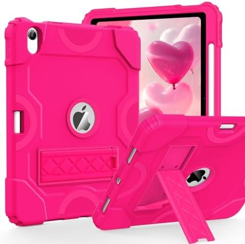 Cantis Case for iPad 11-inch (A16) 2025/ iPad 10th Generation 2022 (10.9 inch), Shockproof Cover 10th Generation with Pencil Holder & Kickstand, Hot Pink