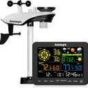 Sainlogic Weather Stations Wireless Indoor Outdoor SA6, Weather Station with Rain Gauge and Wind Speed, Weather Forecast, Temperature, Air Pressure, Humidity, Moon Phase, Alarm Clock(No WiFi)