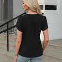 BMJL Womens Blouses Dressy Casual Short Sleeve Shirts Work Business Outfit Trendy Summer Tops (Black, XL)