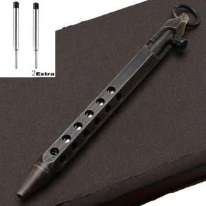 Six-Edge Solid Signature Pen, Bolt Action,EDC Pocket Pen, Brass (Black)