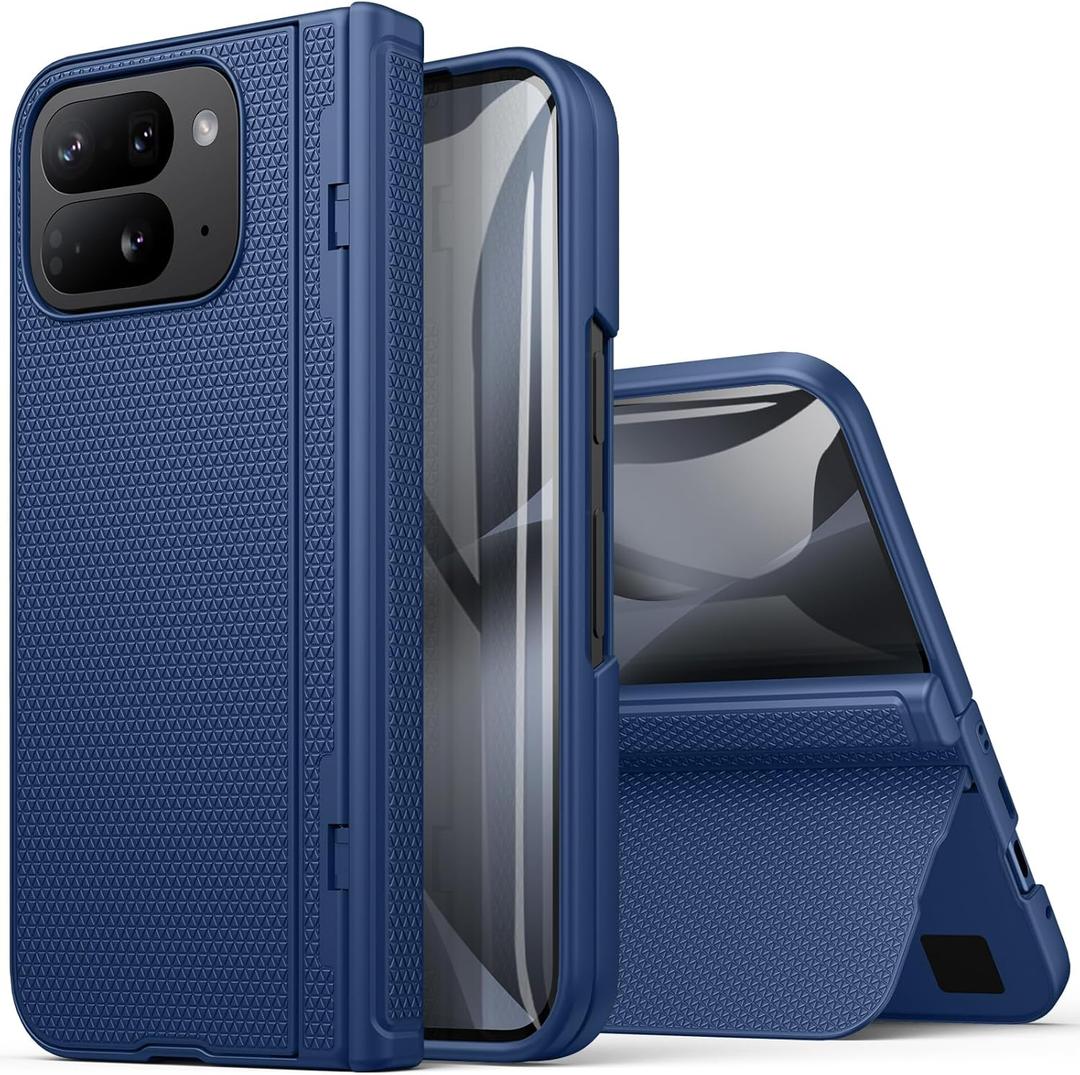 for Google Pixel 10 Pro Fold Case, Slim with Stand, Front Screen Protector, Hinge Protection, Full Body Rugged Hard Cover, Shockproof Protective Phone Case for Google Pixel 10 Pro Fold, Blue