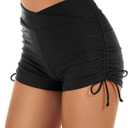 Tournesol Women's Swim Shorts High Waisted Swimsuit Bottoms Cross Waist Swimwear Boy Shorts Swimming (Large, Black Tie Side & Full Lined)