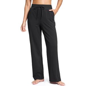 Soothfeel Women's Cotton Sweatpants Lounge Sweat Pants High Waisted Open Bottom Casual Yoga Pants for Women with Pockets (Medium, Black)