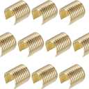 uxcell 100Pcs Leather Rope Clips, 15x17mm Foldable Cylindrical Cord End Crimp for Lanyard, Tassel, DIY Crafts, Light Golden