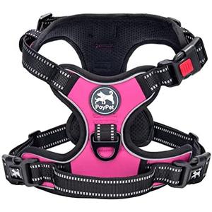 PoyPet No Pull Dog Harness, No Choke Front Lead Dog Reflective Harness, Adjustable Soft Padded Pet Vest with Easy Control Handle for Small to Large Dogs(Pink, Small)