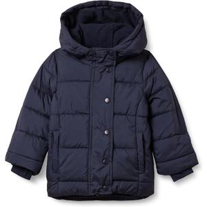 Amazon Essentials Girls Heavyweight Hooded Puffer Coat, Water-Resistant (4T, Navy)